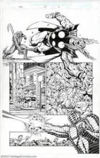 Jim Starlin and Al Milgrom - Original Art for Thor #37, page 8 (Marvel, 2002). Talk about getting hit by a ton of - | Heritage