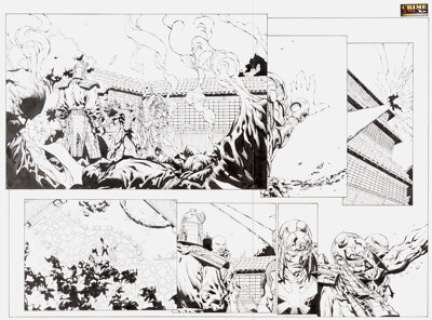 David Finch and Danny Miki New Avengers #13  "Ronin: Part Three" 2-Page Spread #6-7 Original Art (Marvel,  2006).... | Heritage