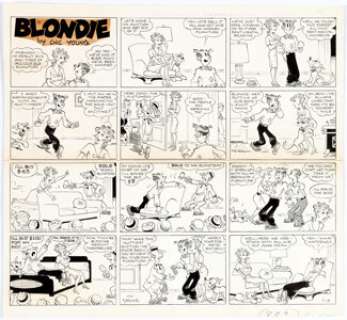 Jim Raymond (as Chic Young) Blondie Sunday Comic Strip Original Art dated 7-14-63 (King Features Syndicate, - | Heritage