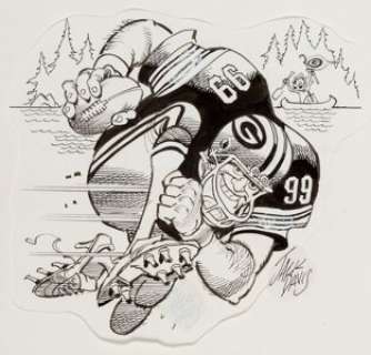 Jack Davis Green Bay Packers Football NFL Illustration Original Art (Hot Shots, c. 1990s).  That rip-snorting - | Heritage