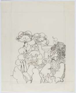 Vaughn Bodé - Lizard Drawing Preliminary Original Art Artwork (c. 1970s). Underground Comix pioneer - | Heritage