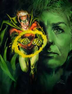 Ray Lago DC Comics Super-Villains Trading Cards Set 2 Unpublished Sentinel/Alan Scott Painting Original Art (DC/Cr...
