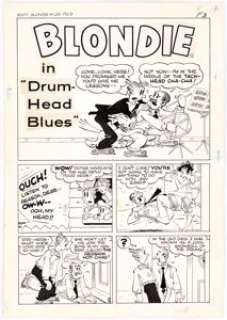 Chic Young Blondie Comics Monthly #129 Complete 5-Page Story "Drumhead Blues" Original Art (Harvey, 1959).... (Total: 5 Original Art) | Heritage