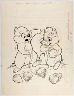 Harvey Eisenberg Four Color #581 "Disney’s Chip ’n’ Dale" Original Cover Art (Dell Comics, 1954).... | Heritage