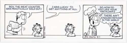 Jim Davis Garfield Daily Comic Strip Original Art dated 9-7-2007 (Paws/United Feature Syndicate, 2007).... | Heritage