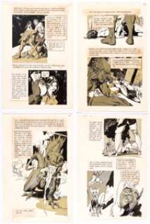 Gil Kane Blackmark Paperback Graphic Novel Illustration Story Pages Original Art Group of 4 (Bantam Books, 1971). - | Heritage