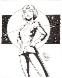 Jeff Moy Saturn Girl Specialty Illustration Original Art (2014). The fetching Legionnaire is posed in a classic -