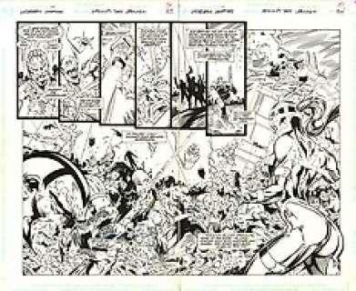 Stefano Raffaele & Steve Mitchell | Original Art Plate  - DC Comics  -  Underworld Unleashed: Apokalips  - Dark Uprising #1  - Pages 33 & 34  - Signed  - (1995) | Catawiki