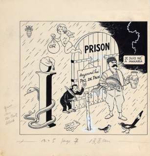 Hergé | Illustration à l’encre de Chine, au crayon bleu… | AZ auction