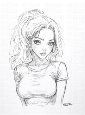 Original Dag Eber Drawing- Pretty girl - "Cute" - Signed Fantasy Girly Art | eBay US (Buy It Now)