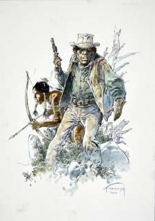 COMANCHE. RED DUST. Illustration en couleurs directes et encre de Chine pour la... | Coutau Bégarie