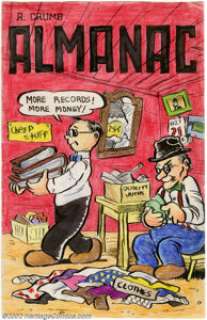 Robert Crumb - Original Illustration "Almanac - More Records! More Money!" (undated, early ’60s). - | Heritage