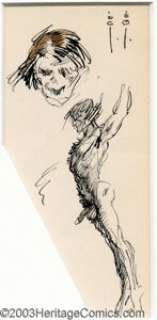 Frank Frazetta - Original Sketch, Head and Body (undated). Expressive ink sketch of all aspects of human anatomy - | Heritage
