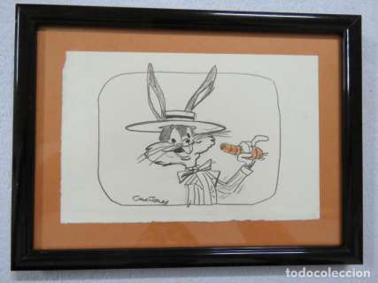 DIBUJO ORIGINAL DEL CONEJO BUGS BUNNY POR SU CREADOR CHUCK JONES (1912-2002),AÃ‘OS 60, FIRMADO