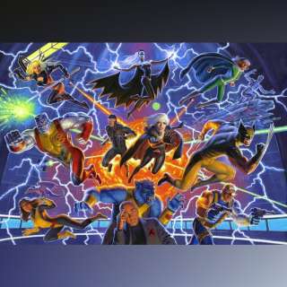 Framed Hand-Painted Greg Hildebrandt 2018 Fleer Ultra X-Men Team 3" x 3" Nine-Block Connected Card Set Painting / MARVEL COMICS | Propstore