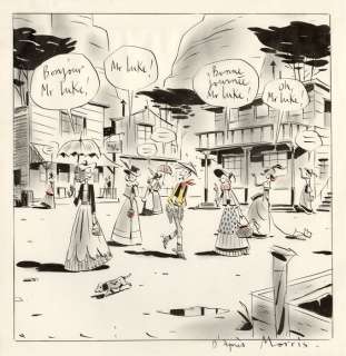 Avril, François | Dessin original en couleur  - Lucky Luke  - Hommage Ã  Morris | Catawiki