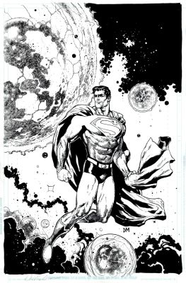 Doug Mahnke - Action Comics #1000 Cover (Awesome Superman Image Flying Through Outer Space with Planets All Around!)