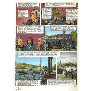 Osi Andre (1958-2021) | Napoléon Ensemble comprenant quatre mises en couleurs (bleu avec film noir) trois pages tirées des tomes 1 «Toulon» et 2... | HVMC