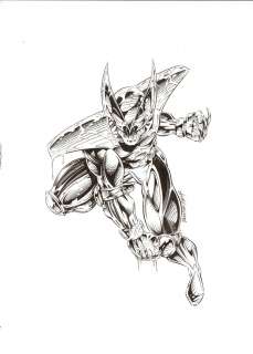 Jim Valentino – ShadowHawk Vintage 1993 – Double size 22 by 17 inches – Poster/Tshirt/Advertising art – Early Vintage Image art – Chance Wolf inks