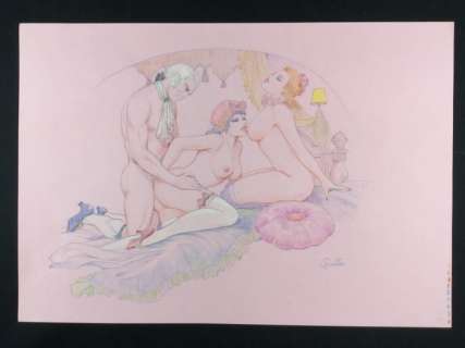 Frollo, Leone - original erotic illustration in a 18th century setting (1990s) | Catawiki
