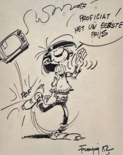 André Franquin (1924-1997) | Gaston et le téléviseur, 1982 | Fauve Paris