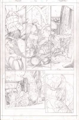 Carlos Pacheco | Incredible Hulk #12 P.8 - Hulk Beats Wolverine & the Thing - Signed - 2012 | Anthony’s Comic Book Art