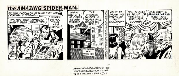 John Romita Sr. | Amazing Spider-Man Daily Strip (1St Run Strip! Romita Pencils & Inks! the Love Cult Storyline!) 5-21-1979 | Romitaman