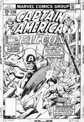 Gil Kane | Kane, Gil / Klaus Janson - Captain America #220 Cover, Cap Vs Giant Cap | Cool Lines Art