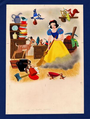 Walt Disney Studios | Walt Disney Snow White And the Seven Dwarfs Little Golden Book Splash Page Painting (1948) | Romitaman