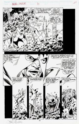 John Byrne, Keith Williams | Sensational She-Hulk #34 P 21 (Black Talon, She-Hulk & Zombie X-Men!) 1991 | Romitaman