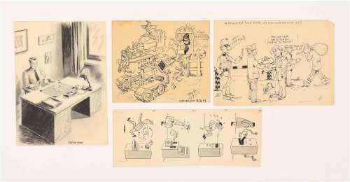 BOB DE MOOR (PS. ROBERT DE MOOR, 1925-1992). FOUR EARLY DRAWINGS | Zwiggelaar Auctions
