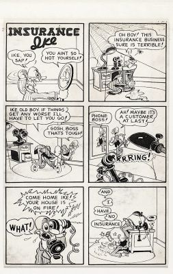 Jack Cole | Cole, Jack - Dynamic Comics #12 One-Page Story - Insurance Ike 1941 | Cool Lines Art