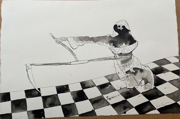 Dave McKean | Death Illustration From Historic Heston By Dave McKean Issue 1 Page 24 25 | BritComicsArt