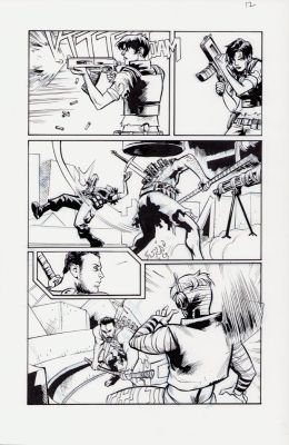 Karl Moline | Karl Moline Action Splash Page Ink Art | Anthony’s Comic Book Art