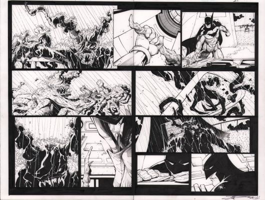 Danny Miki, Greg Capullo - Batman #29 Pgs.26&27 Dps - Batman Action - Signed - 2014