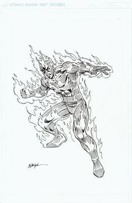 Bob Layton | Marvel Universe Secret Wars Human Torch Hasbro Action Figure Published Box Art | Romitaman