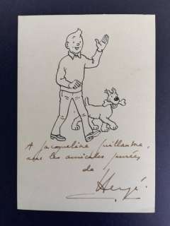 Hergé - Dessin dédicacé - Tintin et Milou - (années ’60) | Catawiki
