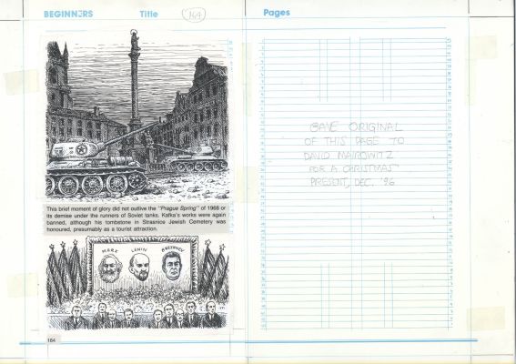 Robert Crumb | Robert Crumb - Soviet Takeover + Kafka’s Tombstone - Photocopied Page with Crumb Handwritten Note Issue Introducing Kafka Page 164 | Koch Comic Art