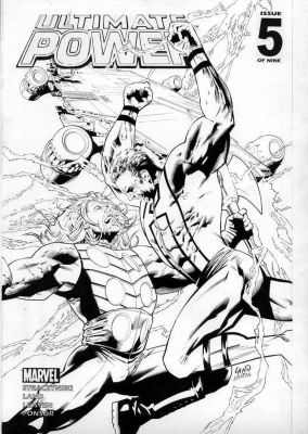 Greg Land | Land, Greg - Ultimate Power #5 Cover; Thor Vs Hyperion (Marvel Version of Dc Superman) 2006 | Cool Lines Art