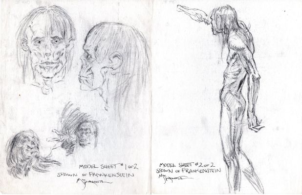 Michael Kaluta | Kaluta, Mike - Dc Spawn of Frankenstein 2 of 2 Designs 1972 | Cool Lines Art