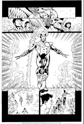 Tom Derenick Drew Geraci - Justice League of America / the 99 #4 P 14 Semi-Splash (Firestorm, Hawkman & the 99 Throughout!) 2010