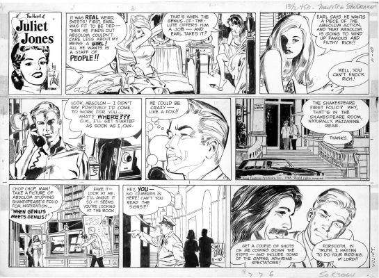 Stan Drake | Drake, Stan / Adams Ghosts?- Juliet Jones Sunday 11/10 1968, Eve And Skeets in Bed, Genius Artist Wants Press | Cool Lines Art