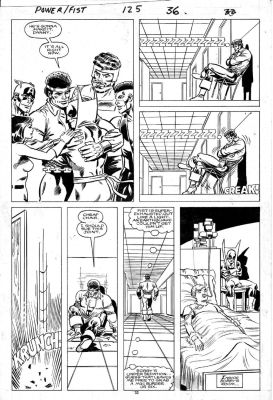 Mark Bright | Bright, Mark - Marvel / Powerman & Iron Fist #125 Pg 32, Pm & If + Avengers Team! - Death? of Iron Fist Issue | Cool Lines Art