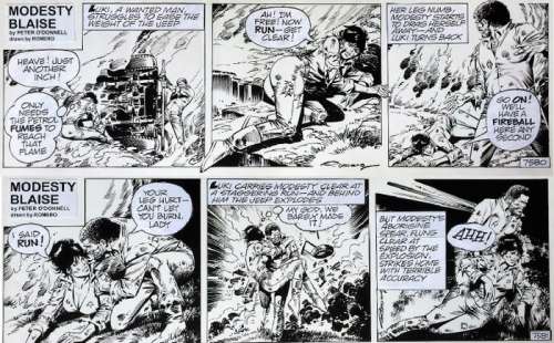 Romero, Enrique Badia - 2 Successive original strips (s.7080+7081) - Modesty Blaise - Walkabout - (1990) | Catawiki
