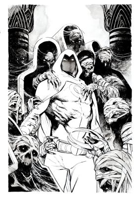 Pepe Larraz | Moon Knight: City of the Dead #1 Cover (Ghoulish Mummy’s Help Ready Marc Spector’s Fist of Vengeance) | Romitaman