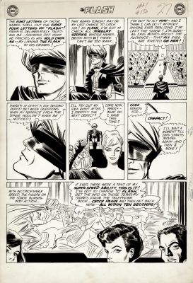 Carmine Infantino, Joe Giella | The Flash #136 P 7 (Barry Allen Races Into His Flash Costume & Chases After the Villain with Iris’s Help!) Large Art - 1962 | Romitaman