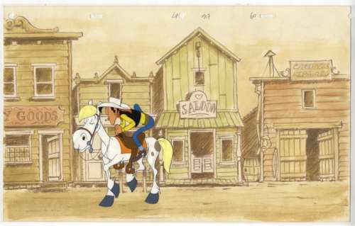 Studios Belvision - Cello original + Décor original Ã  l’aquarelle - Lucky Luke | Catawiki