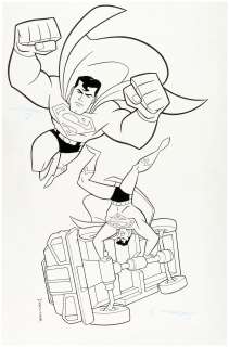 "SUPERMAN: THE ANIMATED SERIES" STYLE GUIDE ORIGINAL ART PAIR. | Hake’s