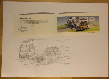 Kuijpers, Henk - Originele potloodtekening (met Franka) voor Scholte Transport Groep + kaart | Catawiki