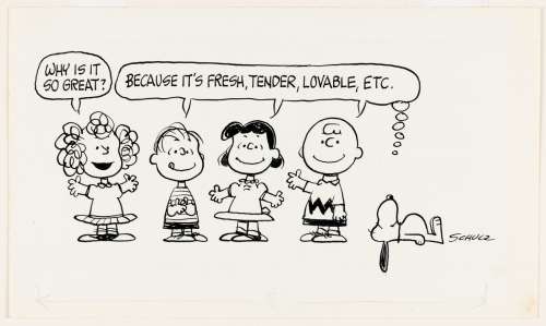 CHARLES SCHULZ "PEANUTS" BUTTERNUT BREAD ADVERTISING ORIGINAL ART. | Hake’s